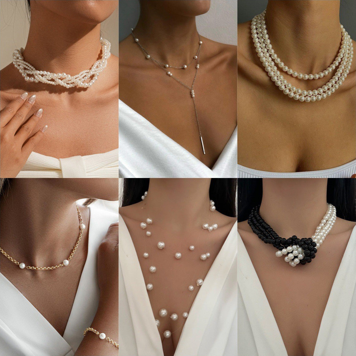 Imitation Pearl Necklace Wholesale European and American Cross-Border Fashion Retro Jewelry Women's Accessible Luxury Niche High-End Choker Necklace