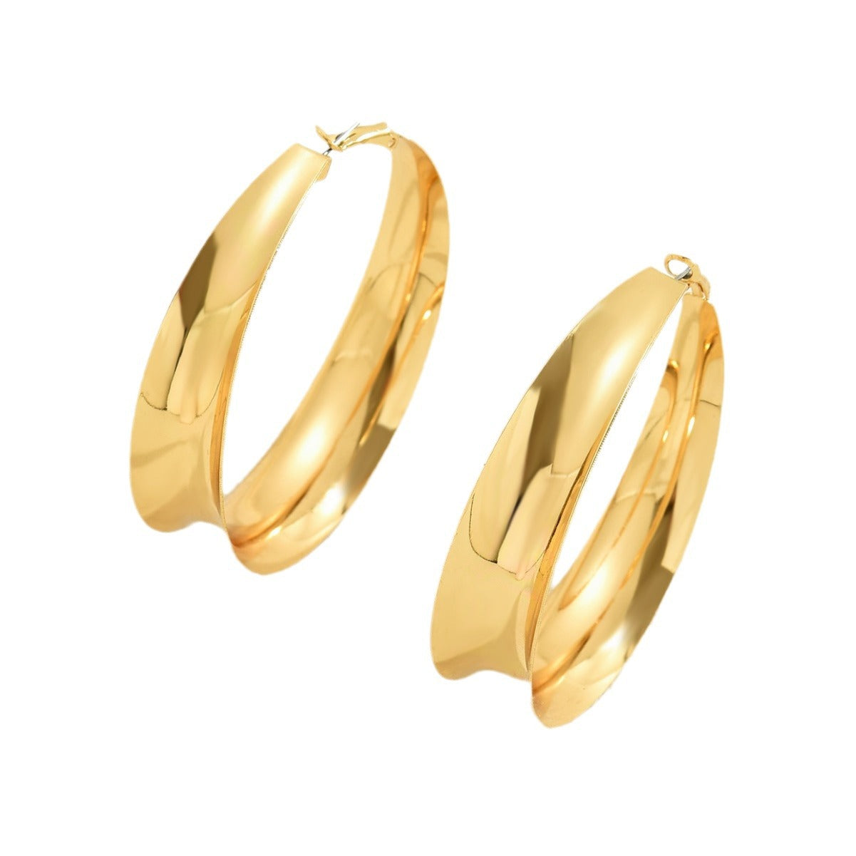European and American simple personality exaggerated smooth earring temperament metal geometric fashion earrings high-end luxury earrings