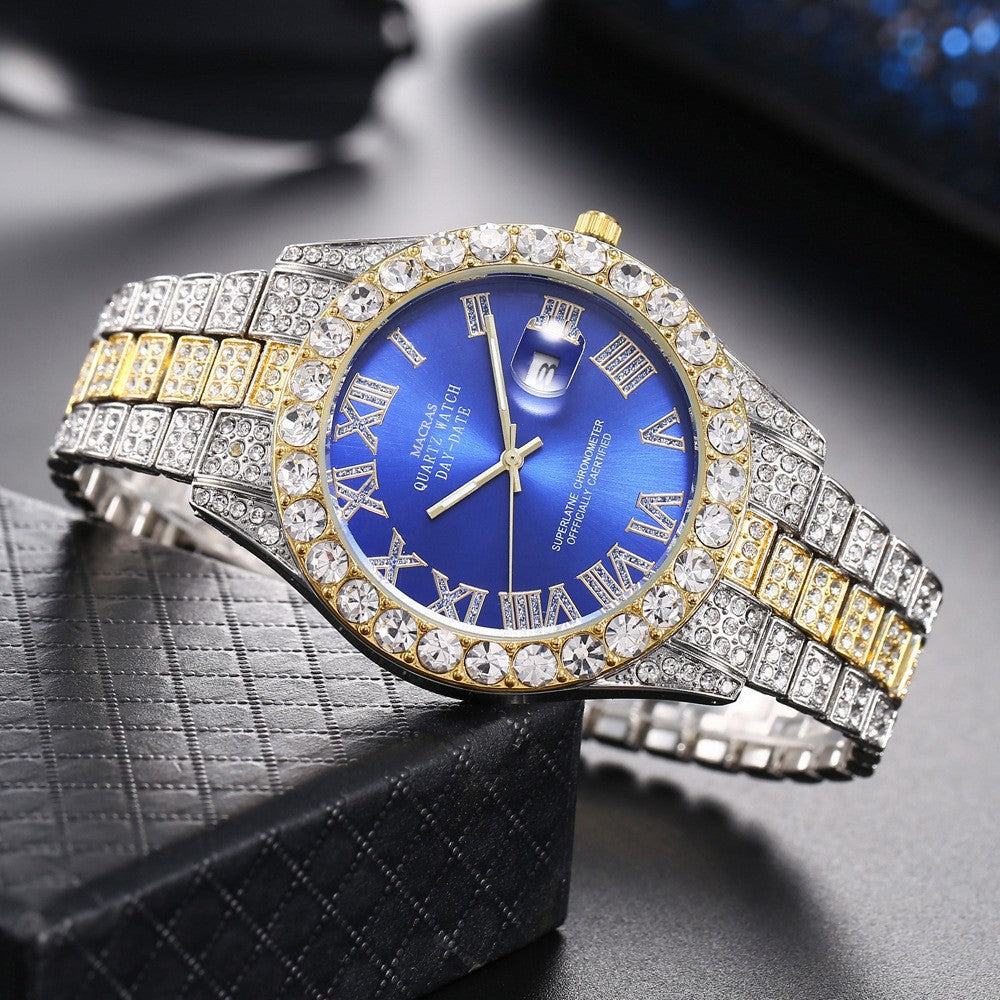 Women's 16-Piece Crystal Watch & Jewelry Set of Various Diamond-Encrusted Watches, Diamond-Shaped Cuban Bracelets and Necklaces