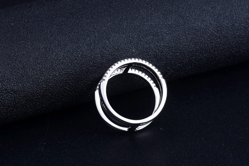 Amazon Supply Hot Selling Creative Irregular Geometric Hollow Women's Aaa Zircon Ring in stock R4875