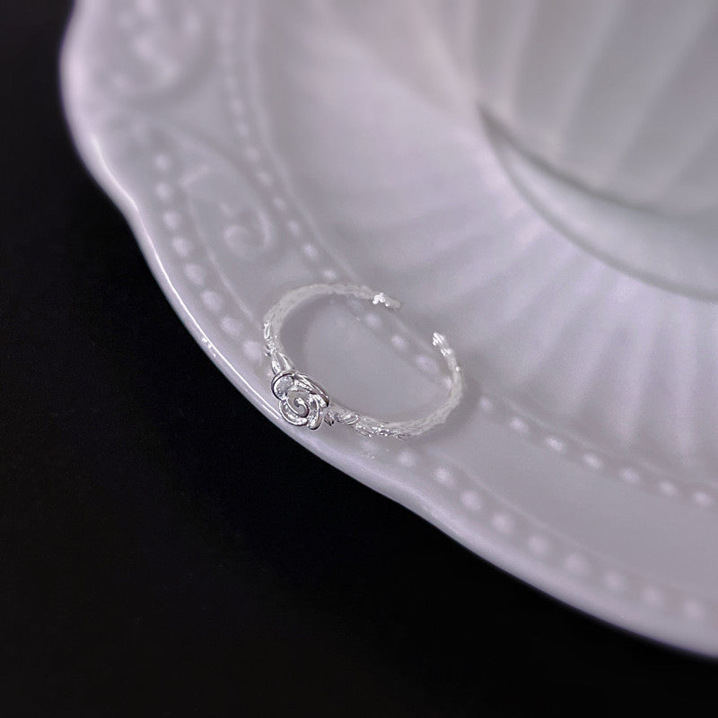 Thorn Rose Ring Women's ins Niche Design High-end Light Luxury Plain Silver Exquisite Sweet Adjustable Diet Ring