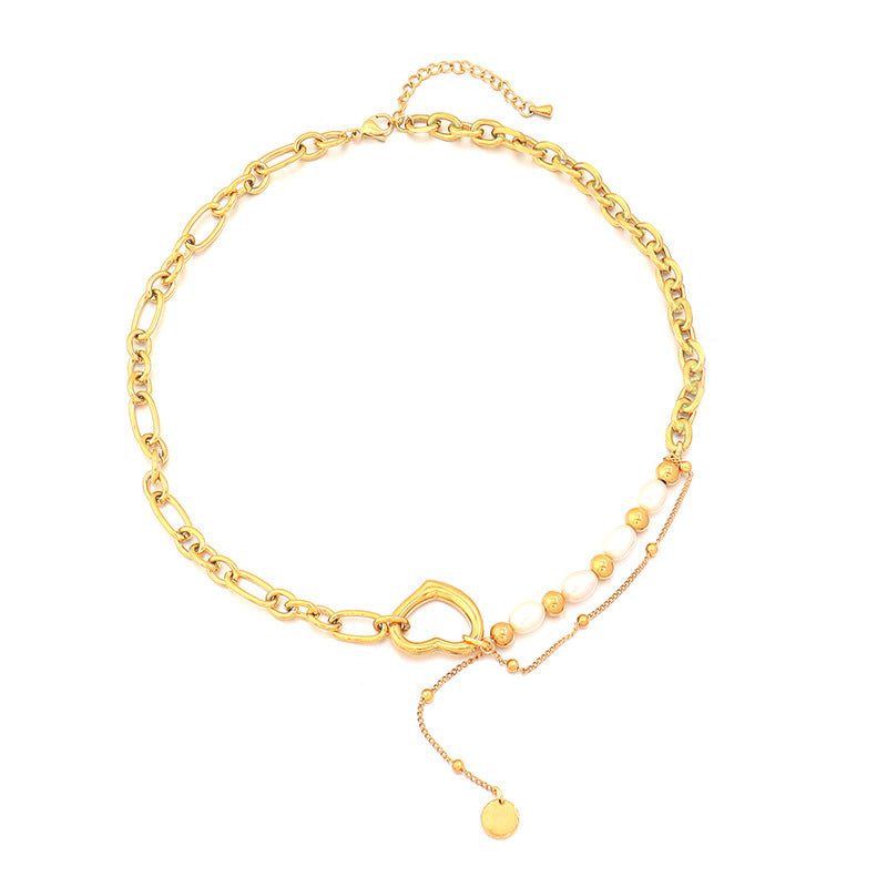 Lishan Versatile Bowknot Accessories Titanium Steel Metal Chain Series Layered Natural Stone Necklace Clavicle Chain for Women