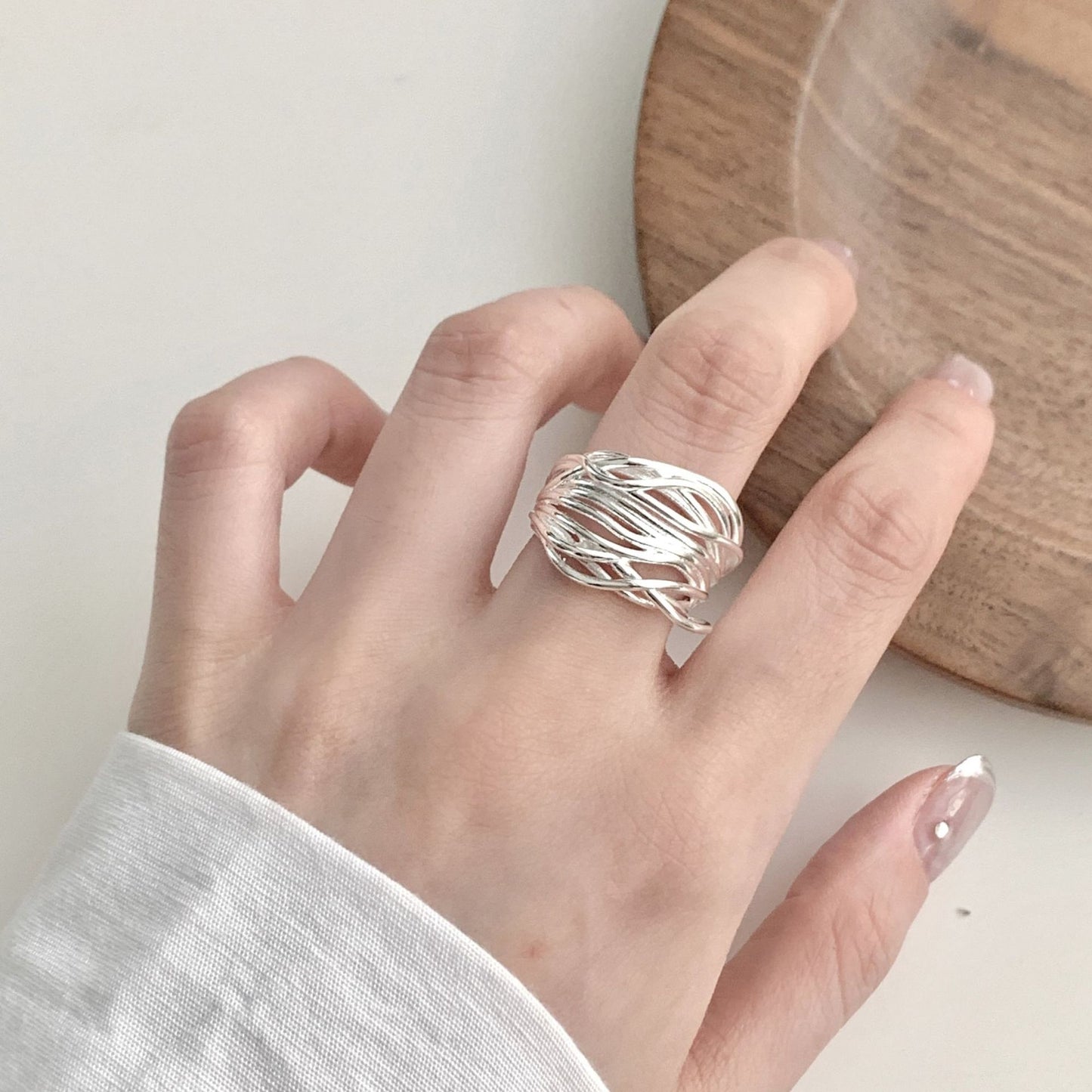 Minimalist Multi-Layered Line Cross Ring for Women, Simple and Unique Geometric Open Ring, Trendy Index Finger Ring