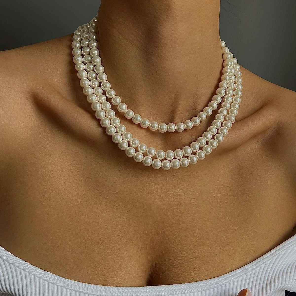 Imitation Pearl Necklace Wholesale European and American Cross-Border Fashion Retro Jewelry Women's Accessible Luxury Niche High-End Choker Necklace