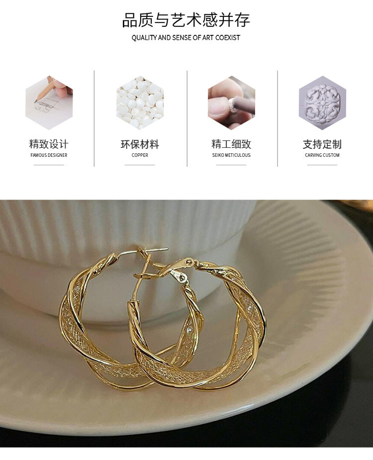 European and American New Full Diamond Circle Earrings Niche Light Luxury Design Sense Earrings Female Temperament Exaggerated Circle Fashion Earrings