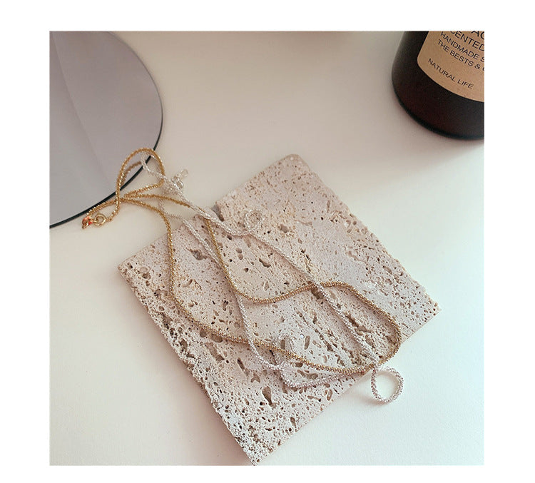 Sparkling Necklace Women's Light Luxury Niche Lockbone Chain New High-end Star Necklace Chain Simple Accessories