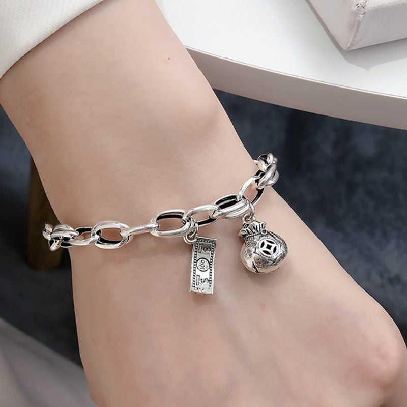 Six-pointed Star Old 925 Sterling Silver Bracelet Women's Autumn and Winter 2025 New Ins Niche Design Cold Style Couple Bracelet