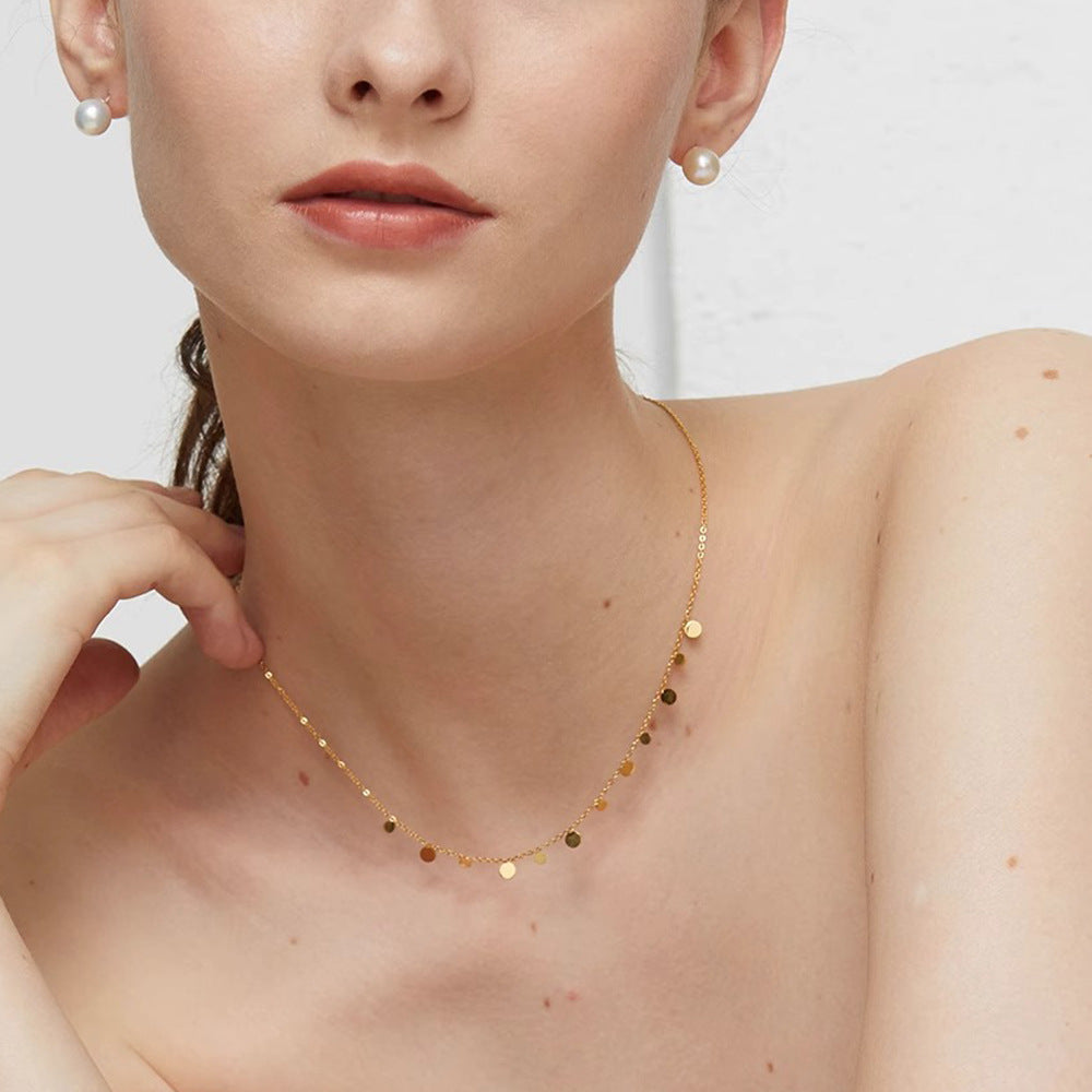 Lishan Versatile Bowknot Accessories Titanium Steel Metal Chain Series Layered Natural Stone Necklace Clavicle Chain for Women