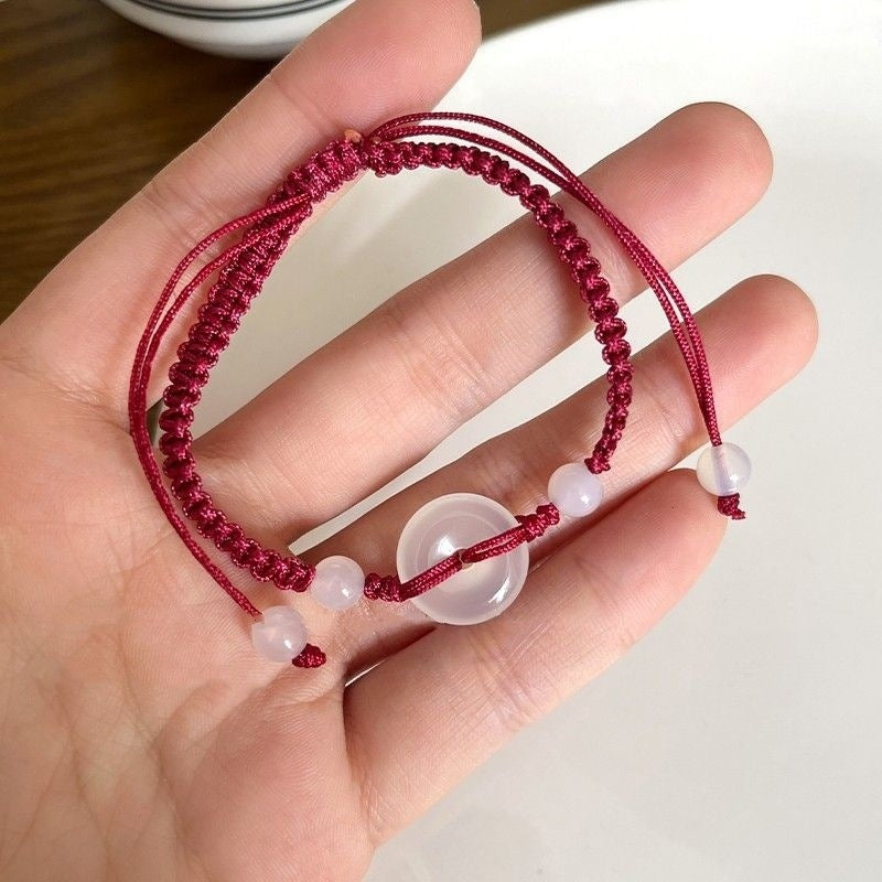 New Chinese Style Design Sense Plum Blossom Woven Bracelet Women's Chinese Style Adjustable Woven Hand Rope Gift Hand Woven Rope