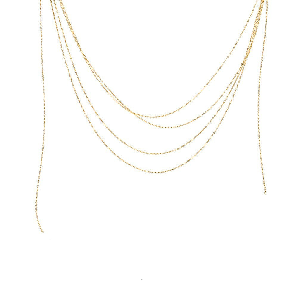 European and American simple versatile thin chain plain chain high temperament necklace clavicle chain women with dress shirt jewelry