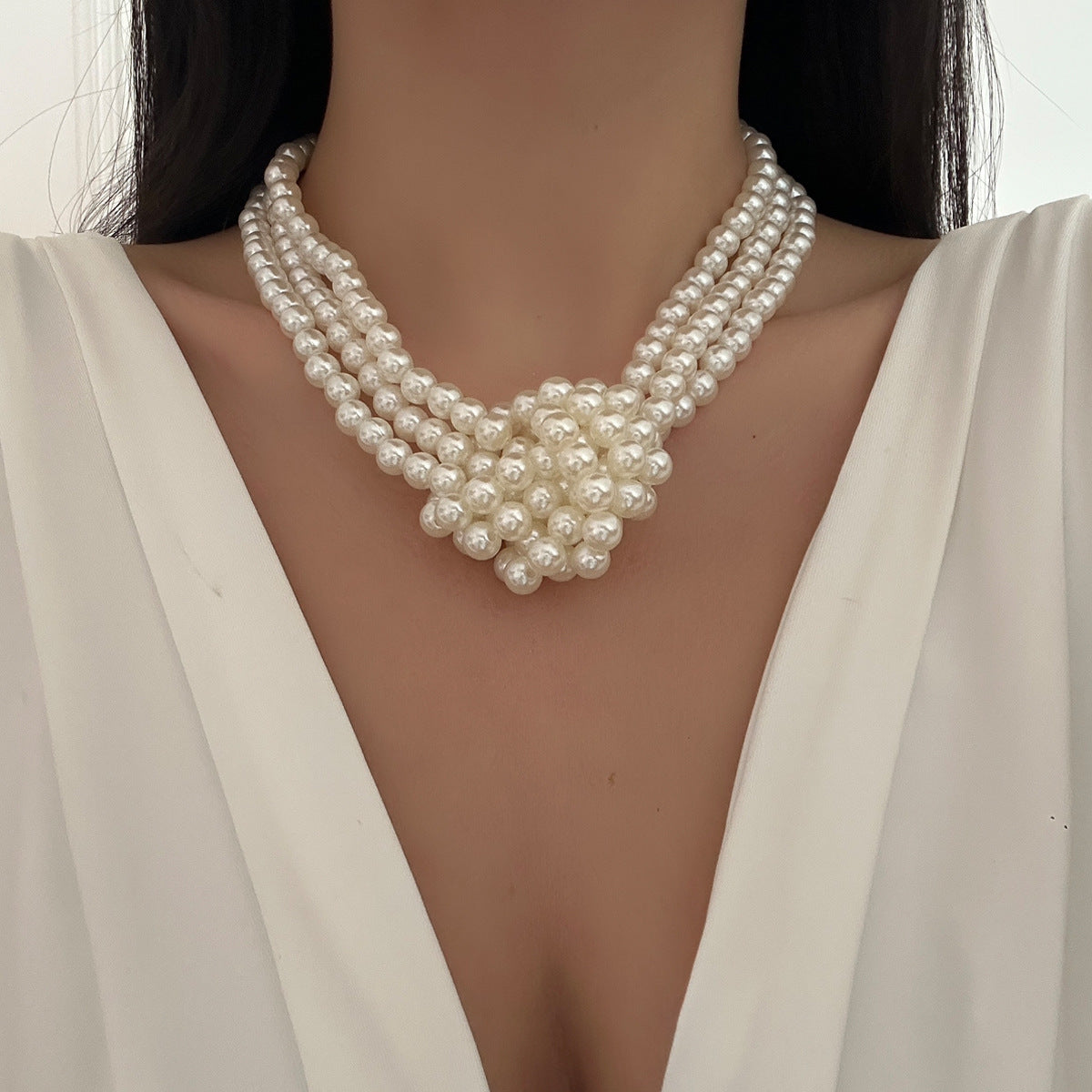 Imitation Pearl Necklace Wholesale European and American Cross-Border Fashion Retro Jewelry Women's Accessible Luxury Niche High-End Choker Necklace