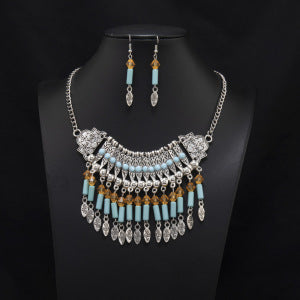 New Cross-border Exaggerated Retro Necklace suit Women Luxury Crystal Banquet Dress Accessories Collarbone Chain Factory Direct Sale