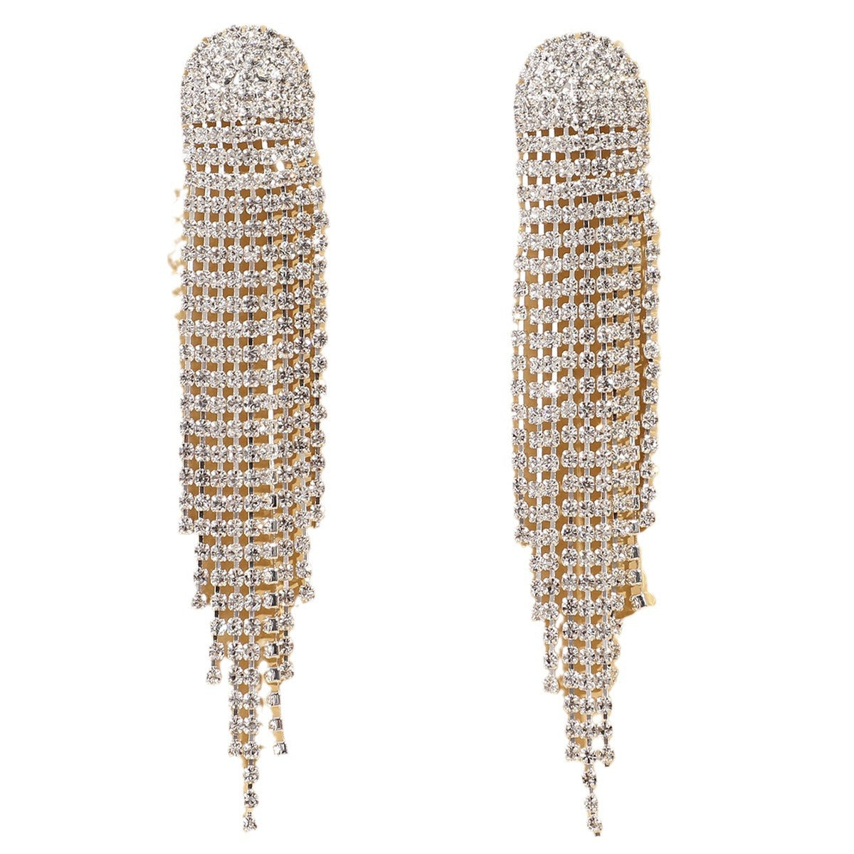 Long Rhinestone Tassel Earrings Simple Tassel Earrings Bridal Wedding Banquet Light Luxury Ladies Earrings European and American Jewelry