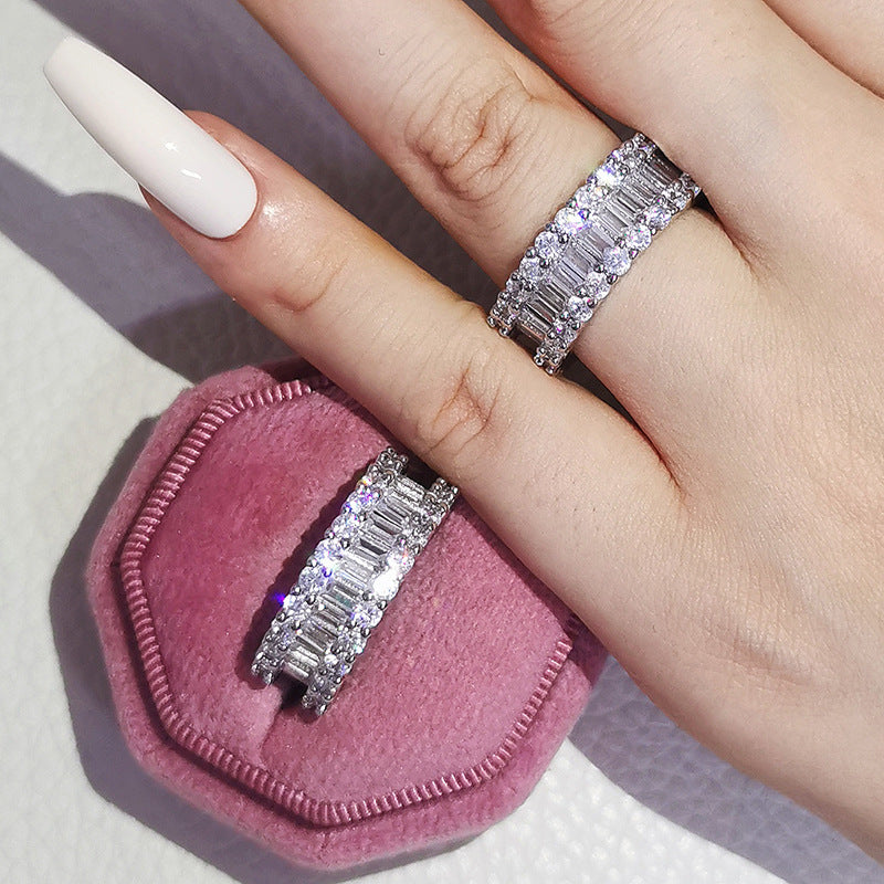 Luxury multi-row 3A zircon micro-inlaid full diamond ring eternal ring jewelry phantom r4575