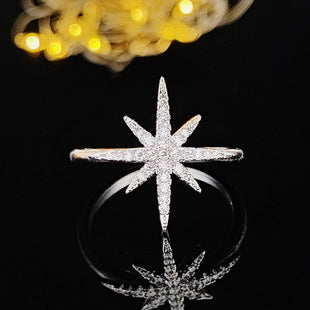 Amazon Supply Hot Selling Creative Irregular Geometric Hollow Women's Aaa Zircon Ring in stock R4875