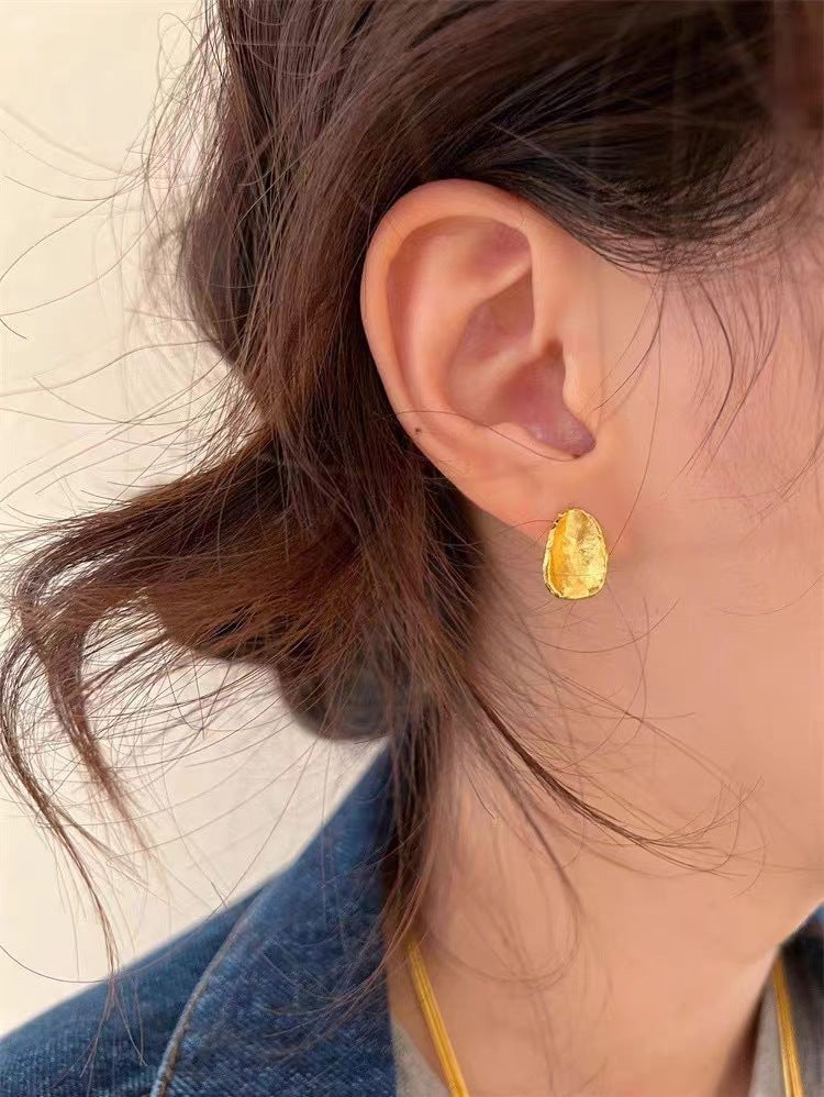 Aboab Earrings Earrings Niche Disc European and American Style High-End Earrings Retro Accessible Luxury Electroplated Copper Accessible Luxury Style