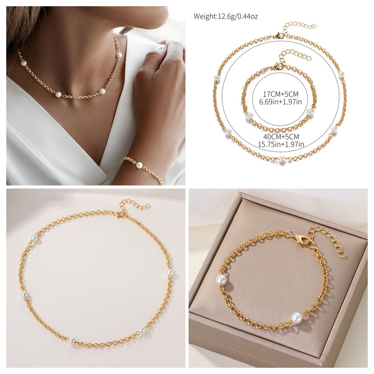 Imitation Pearl Necklace Wholesale European and American Cross-Border Fashion Retro Jewelry Women's Accessible Luxury Niche High-End Choker Necklace
