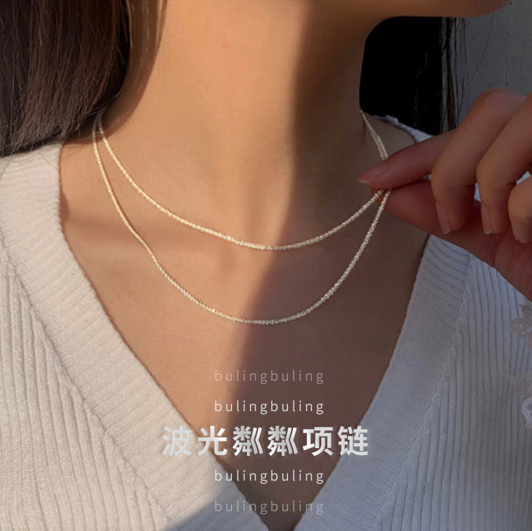 Sparkling Necklace Women's Light Luxury Niche Lockbone Chain New High-end Star Necklace Chain Simple Accessories