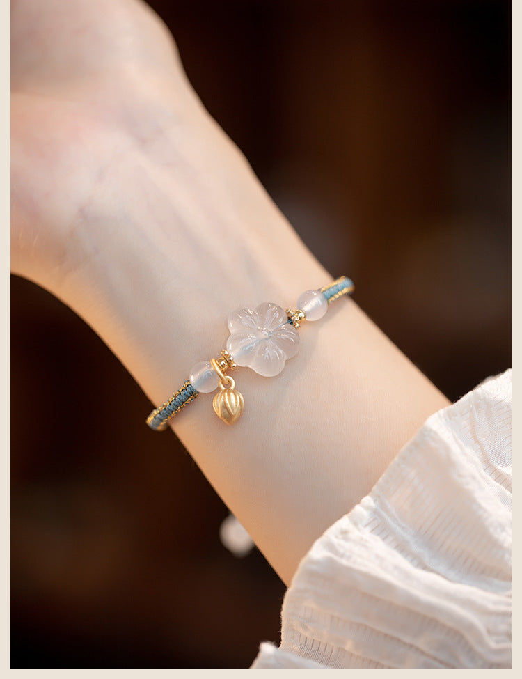 New Chinese Style Design Sense Plum Blossom Woven Bracelet Women's Chinese Style Adjustable Woven Hand Rope Gift Hand Woven Rope