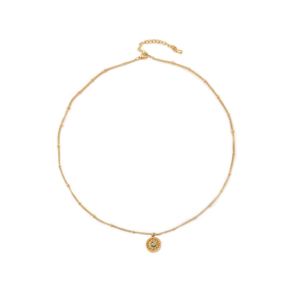 Lishan Versatile Bowknot Accessories Titanium Steel Metal Chain Series Layered Natural Stone Necklace Clavicle Chain for Women