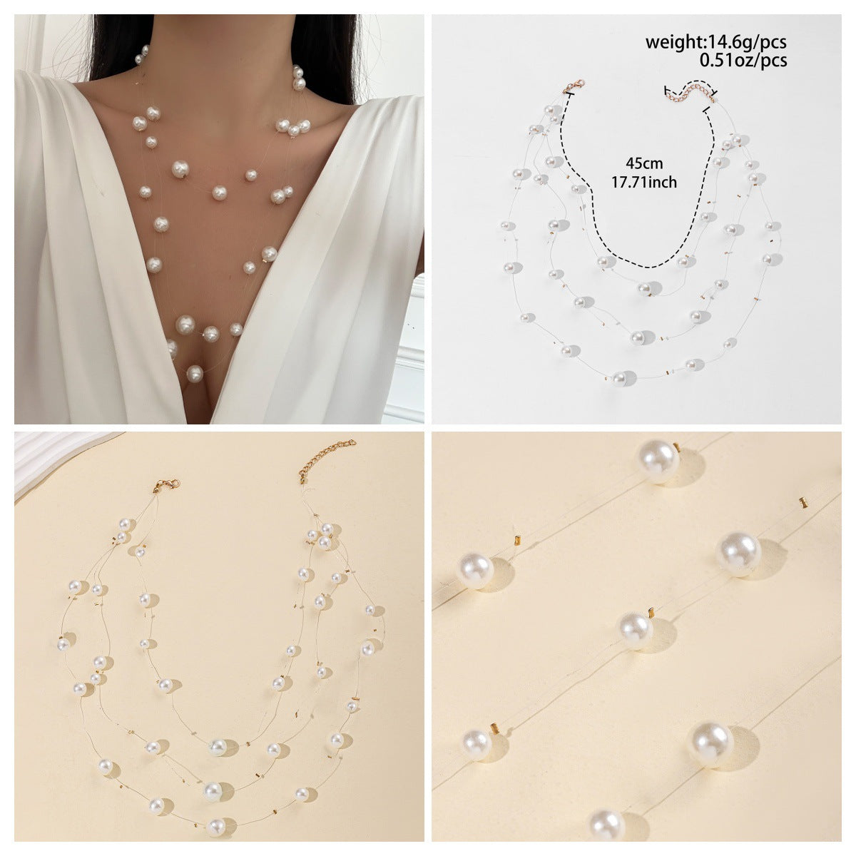 Imitation Pearl Necklace Wholesale European and American Cross-Border Fashion Retro Jewelry Women's Accessible Luxury Niche High-End Choker Necklace