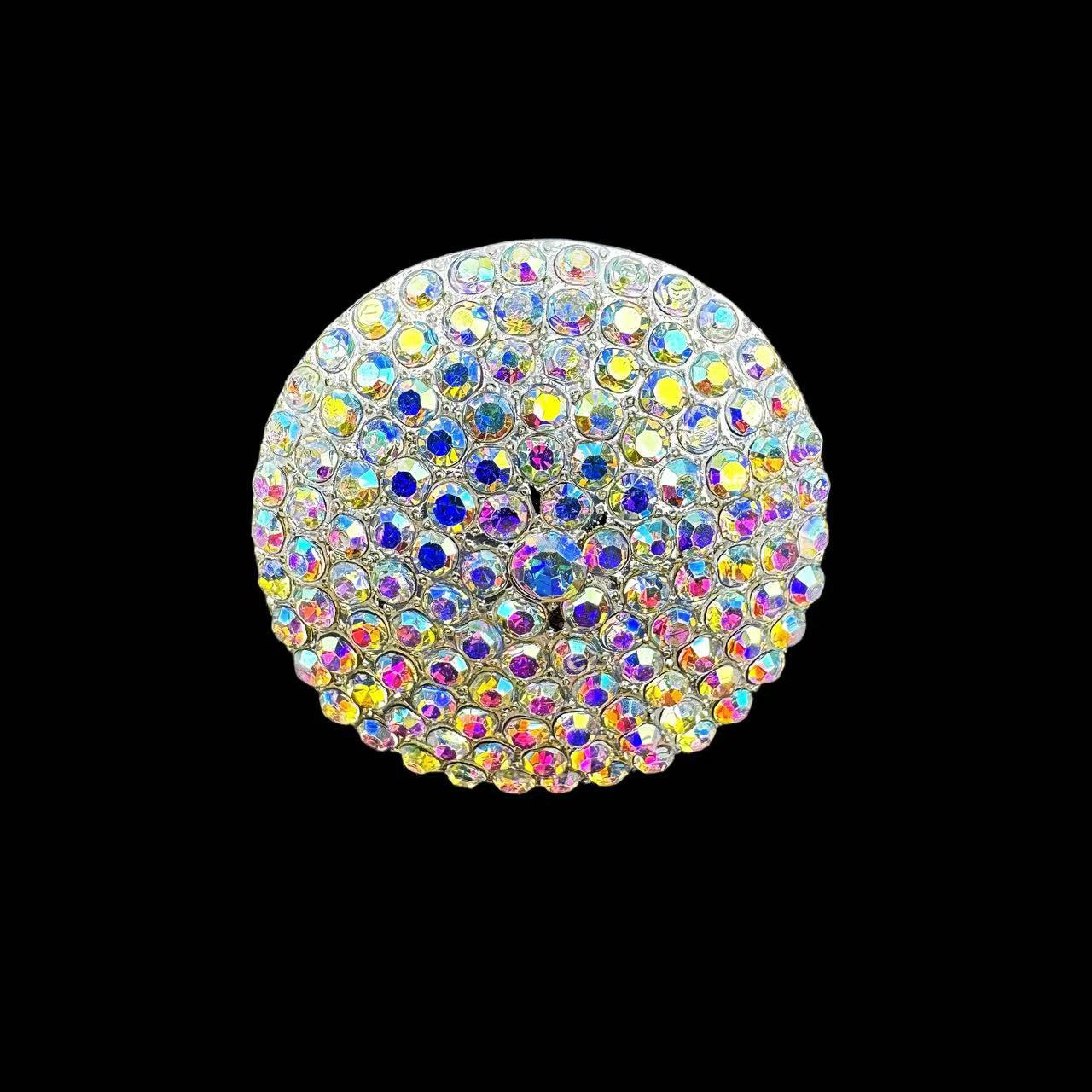 Cross-border explosions AB color geometric round ring high-end feeling full of diamond fashion living ring niche all-match accessories women