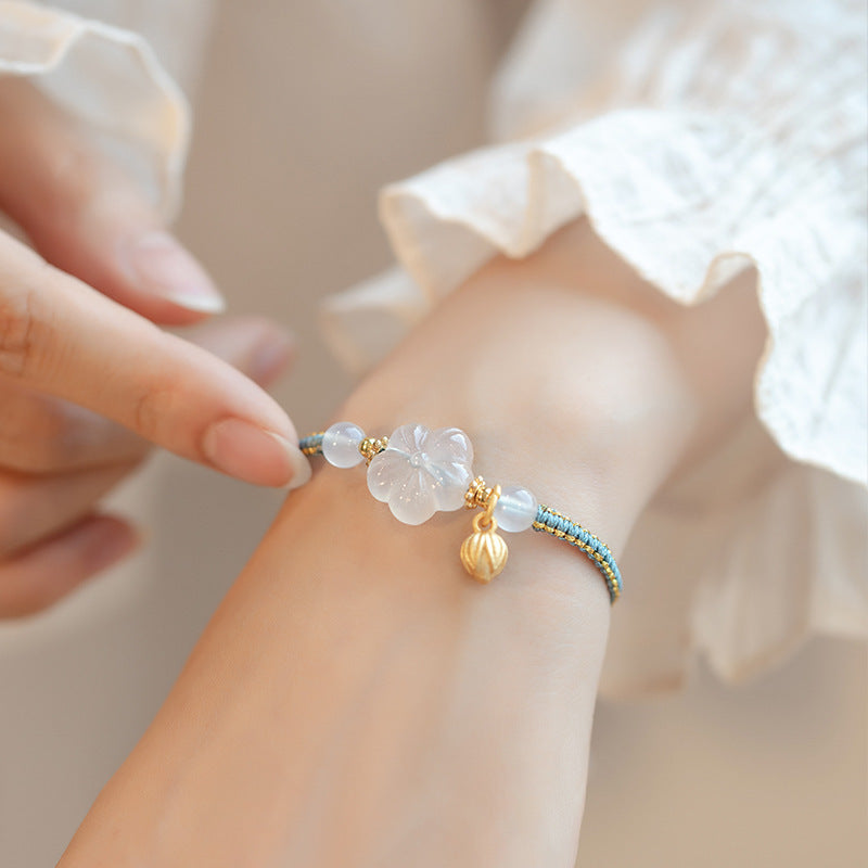 New Chinese Style Design Sense Plum Blossom Woven Bracelet Women's Chinese Style Adjustable Woven Hand Rope Gift Hand Woven Rope
