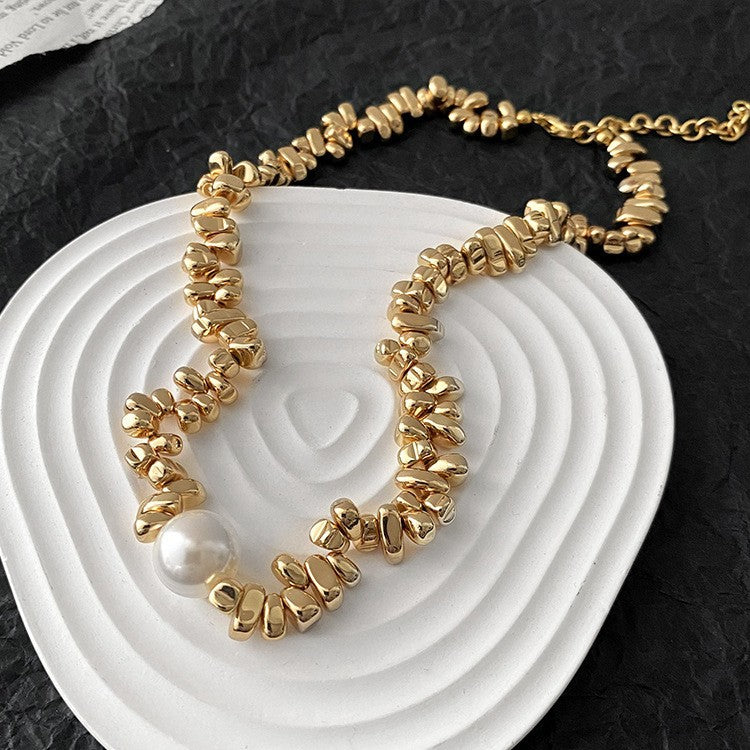 Lishan Versatile Bowknot Accessories Titanium Steel Metal Chain Series Layered Natural Stone Necklace Clavicle Chain for Women