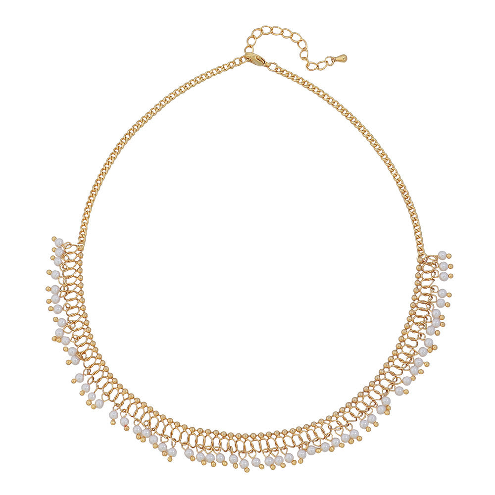 Lishan Versatile Bowknot Accessories Titanium Steel Metal Chain Series Layered Natural Stone Necklace Clavicle Chain for Women