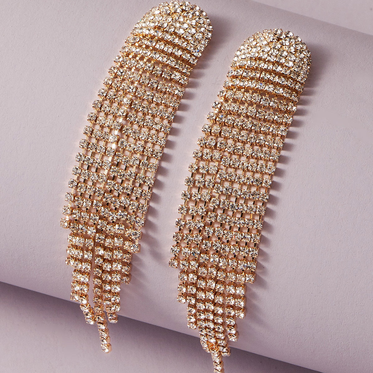 Long Rhinestone Tassel Earrings Simple Tassel Earrings Bridal Wedding Banquet Light Luxury Ladies Earrings European and American Jewelry