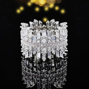 Luxury multi-row 3A zircon micro-inlaid full diamond ring eternal ring jewelry phantom r4575
