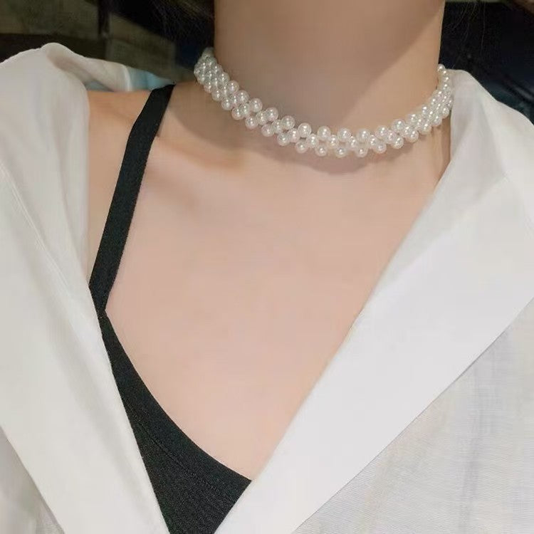 6 PCT Small Style Light Luxury Pearl Necklace French Romantic Niche High-end Ins Elegant Women's Necklace New Style
