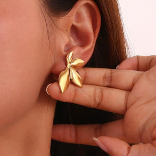 Dumb Golden Earrings Light Luxury High-end Atmospheric 2025 New Explosive Earrings Design Niche Unique Earrings for Women