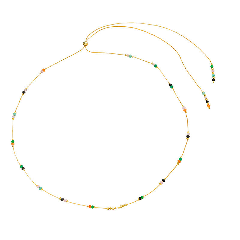 Lishan Versatile Bowknot Accessories Titanium Steel Metal Chain Series Layered Natural Stone Necklace Clavicle Chain for Women