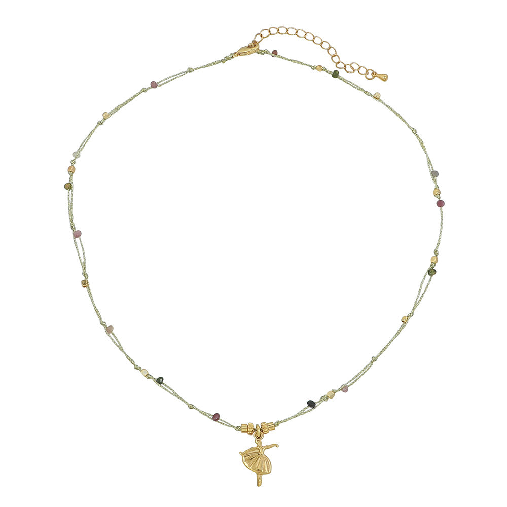 Lishan Versatile Bowknot Accessories Titanium Steel Metal Chain Series Layered Natural Stone Necklace Clavicle Chain for Women