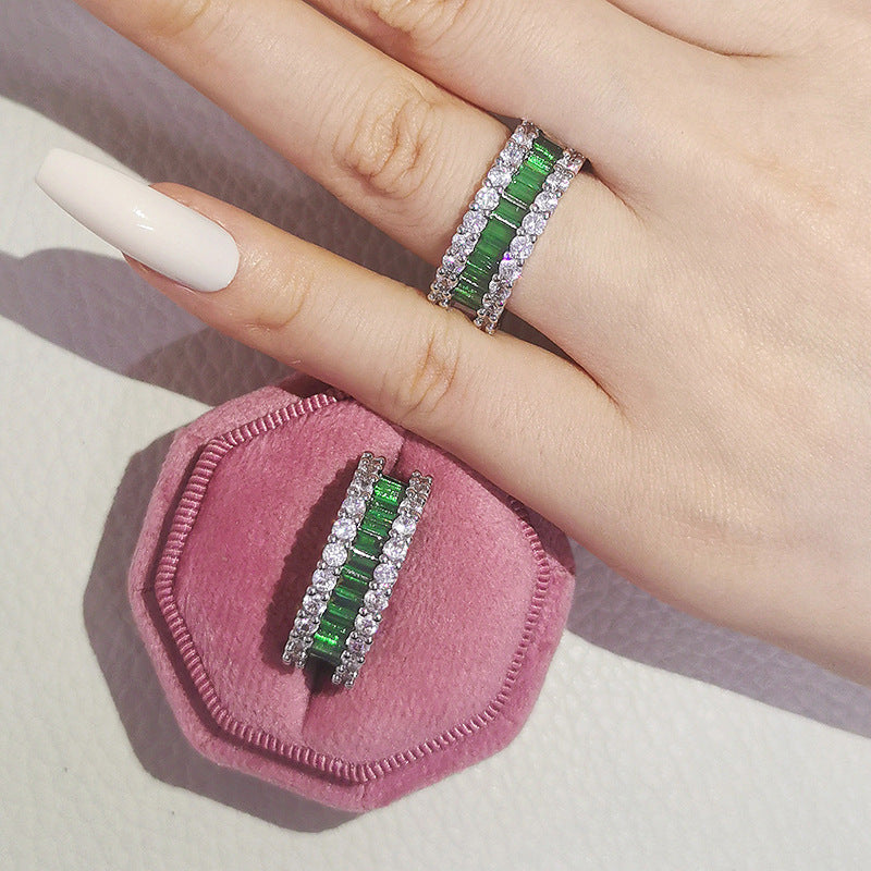 Luxury multi-row 3A zircon micro-inlaid full diamond ring eternal ring jewelry phantom r4575