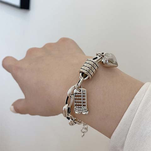 Six-pointed Star Old 925 Sterling Silver Bracelet Women's Autumn and Winter 2025 New Ins Niche Design Cold Style Couple Bracelet