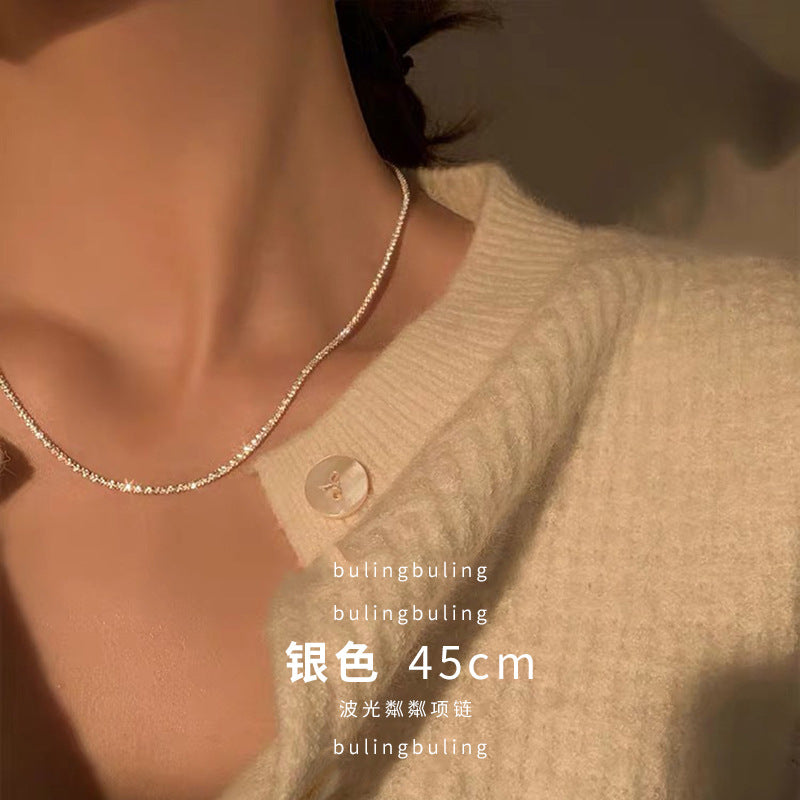 Sparkling Necklace Women's Light Luxury Niche Lockbone Chain New High-end Star Necklace Chain Simple Accessories