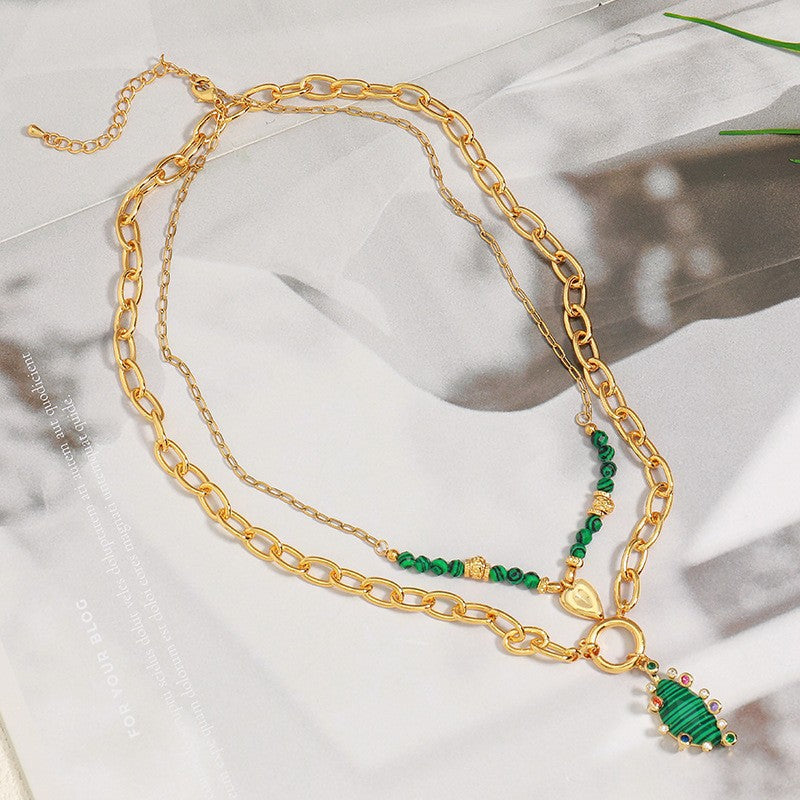Lishan Versatile Bowknot Accessories Titanium Steel Metal Chain Series Layered Natural Stone Necklace Clavicle Chain for Women