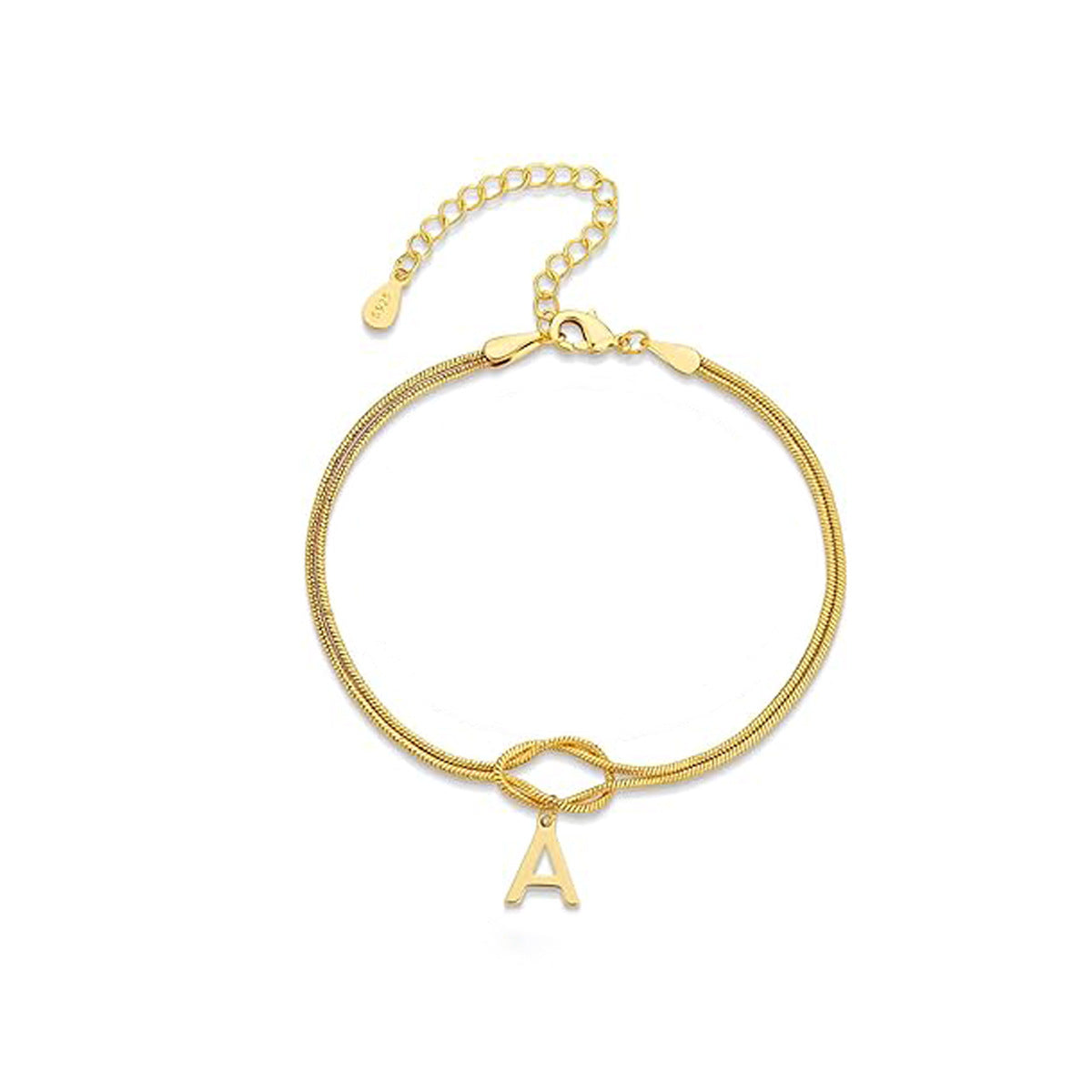 Cross-Border New Simple Titanium Steel 18K Gold English Letter Bracelet Accessible Luxury Versatile Knotted Bracelet Bracelet Jewelry for Women