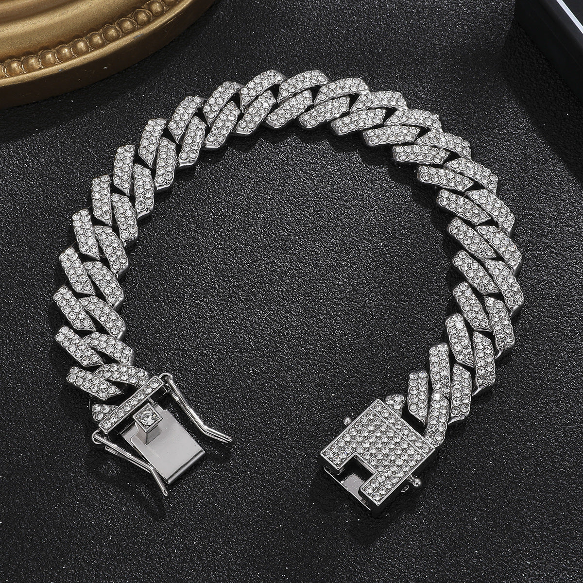 Women's 16-Piece Crystal Watch & Jewelry Set of Various Diamond-Encrusted Watches, Diamond-Shaped Cuban Bracelets and Necklaces