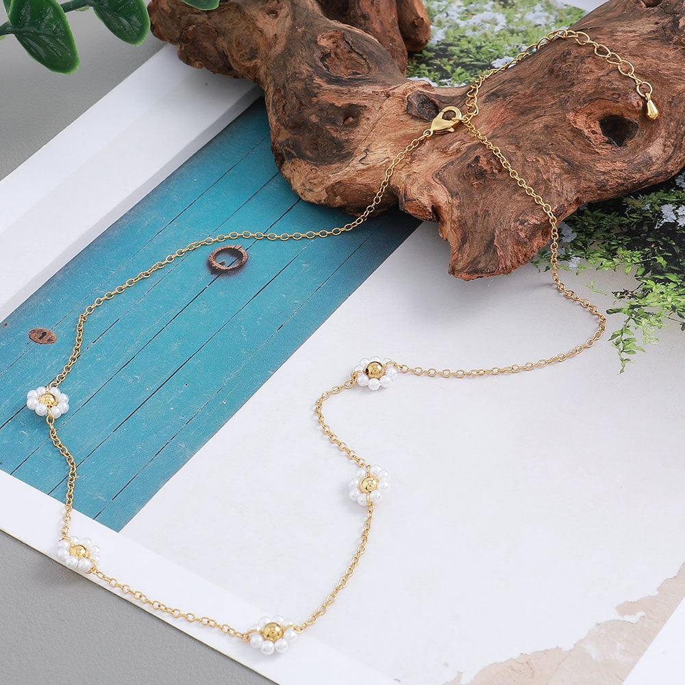 Lishan Versatile Bowknot Accessories Titanium Steel Metal Chain Series Layered Natural Stone Necklace Clavicle Chain for Women