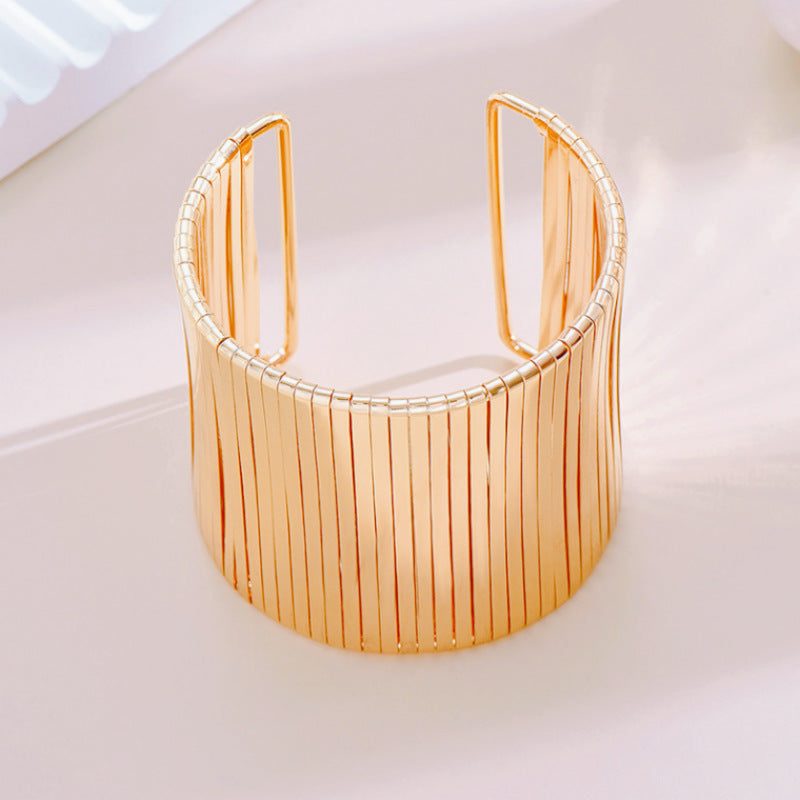 European and American Cross-border Trend Exaggerated Geometric Opening Wide Bracelet Women's Ins Simple Distinctive Winding Exquisite Fashion Handpiece