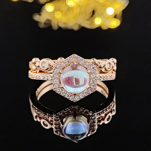 Chinese Valentine's Day Fashionable Two-Piece Set Light Luxury Women's Combination Ring Couple Rings R5402-R6169