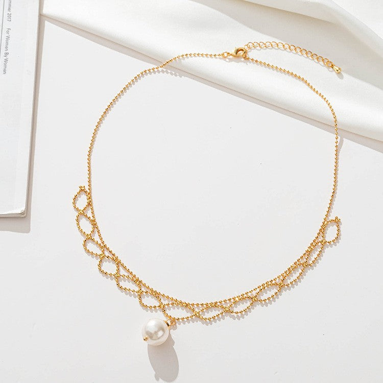 Lishan Versatile Bowknot Accessories Titanium Steel Metal Chain Series Layered Natural Stone Necklace Clavicle Chain for Women