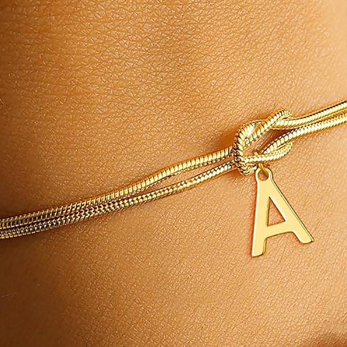 Cross-Border New Simple Titanium Steel 18K Gold English Letter Bracelet Accessible Luxury Versatile Knotted Bracelet Bracelet Jewelry for Women