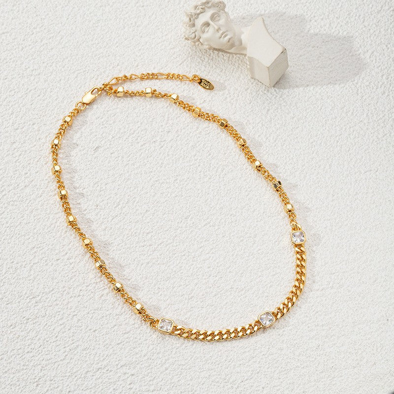 Lishan Versatile Bowknot Accessories Titanium Steel Metal Chain Series Layered Natural Stone Necklace Clavicle Chain for Women