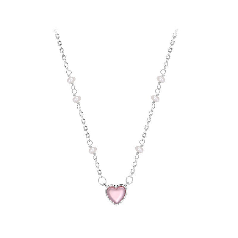 Pearl Love Necklace Women's Casual Niche Design Light Luxury High-end Clavicle Chain Gentle Necklace Accessories