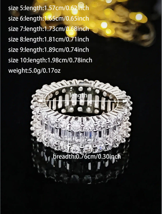 Luxury multi-row 3A zircon micro-inlaid full diamond ring eternal ring jewelry phantom r4575
