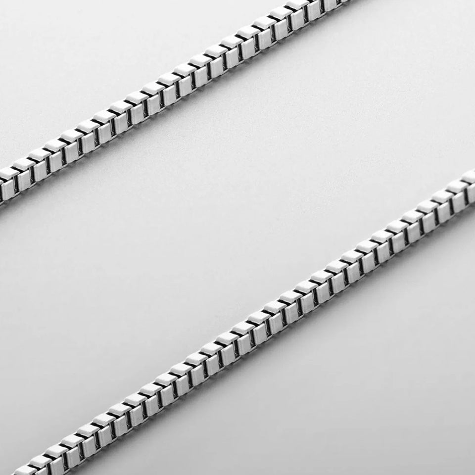 Cross-border New Entry Luxury Stainless Steel Box Chain Necklace Clavicle Chain Personalized Trendy Personalized All-match Jewelry